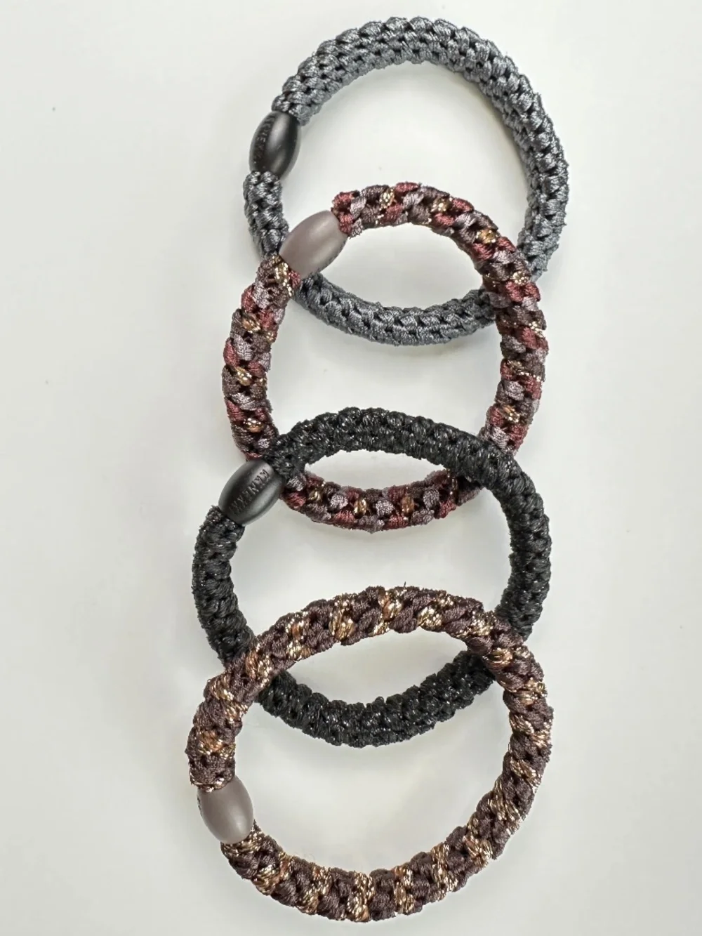 NWT 4-Bundle Authentic Original KKNEKKI Hair Ties/Elastics in Moody Dark Colors